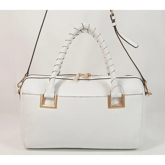 DKNY White Leather Crosby Speedy Satchel
